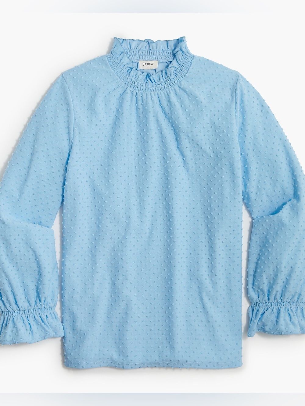 JCREW long sleeve clip dot top long sleeve blouse baby blue XL